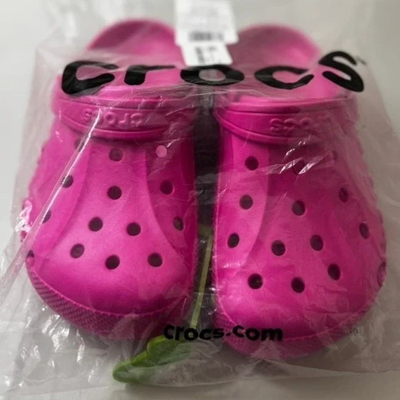 Crocs Electric Pink j2 Kids Baya Clog K Fun Classic Shoes Slides 207013-6QQ NWT - Picture 8 of 8